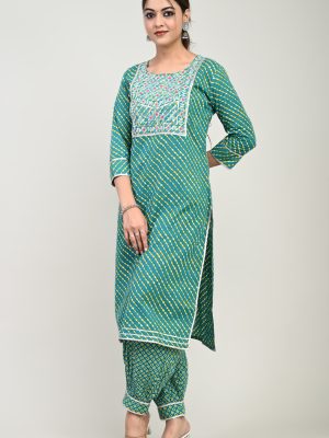 Women's Cotton Kurta With Afghani Pants